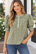 Entro Floral Green Top