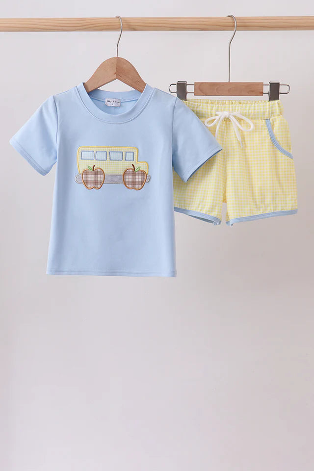 Blue Bus Applique Set Abby & Evie