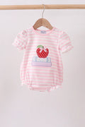 Pink Stripe Apple Book Applique Bubble