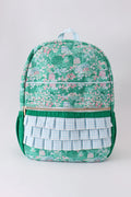 Green floral ruffle backpack