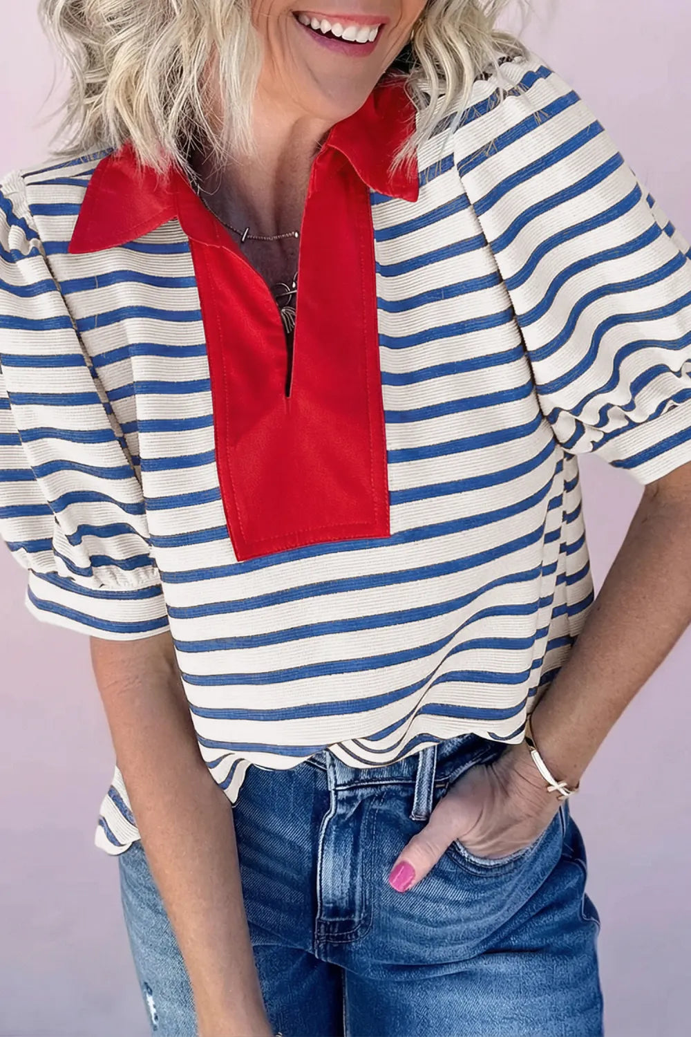 Stripe Collar Top