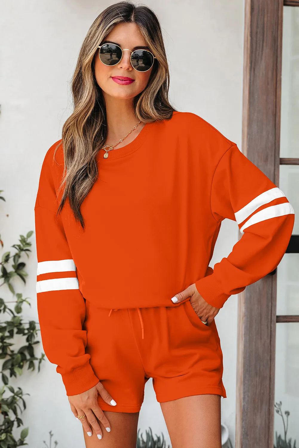 Varsity Striped Short Set
