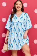 Curvy Sky Blue Striped Dress