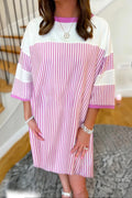 Striped Pink Loose Dress