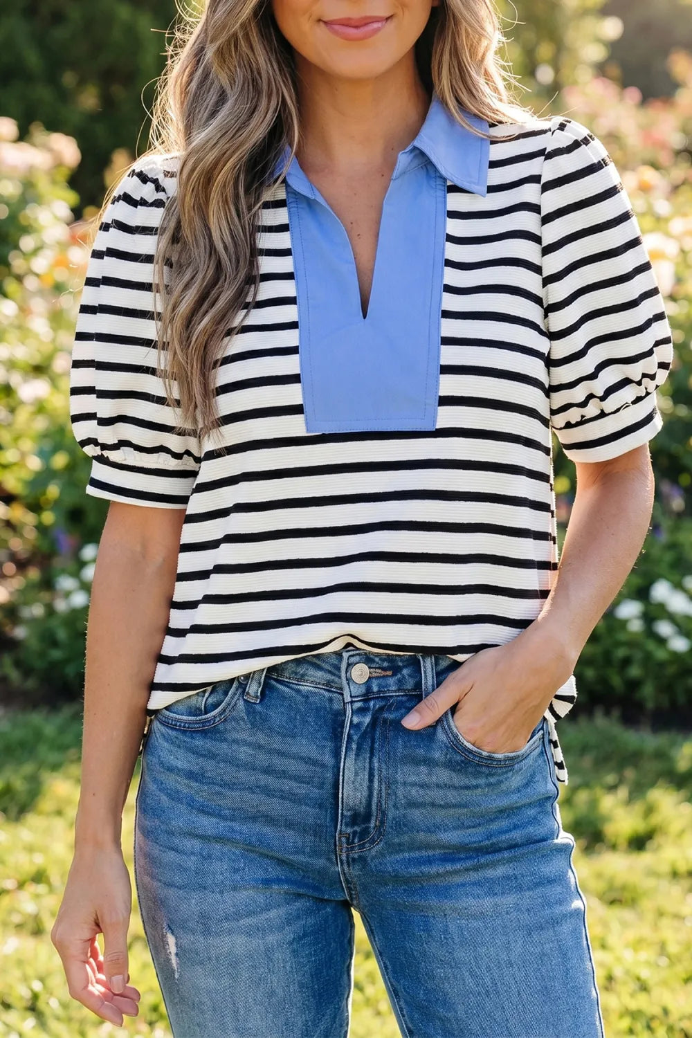 Stripe Collar Top