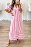 Pink Striped Maxi Dress
