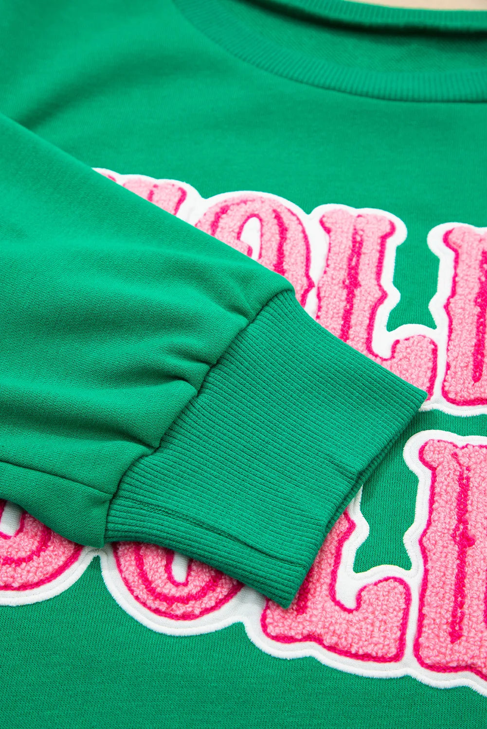 Sea Green HOLLY JOLLY Towel Embroidered Christmas Holiday Sweatshirt