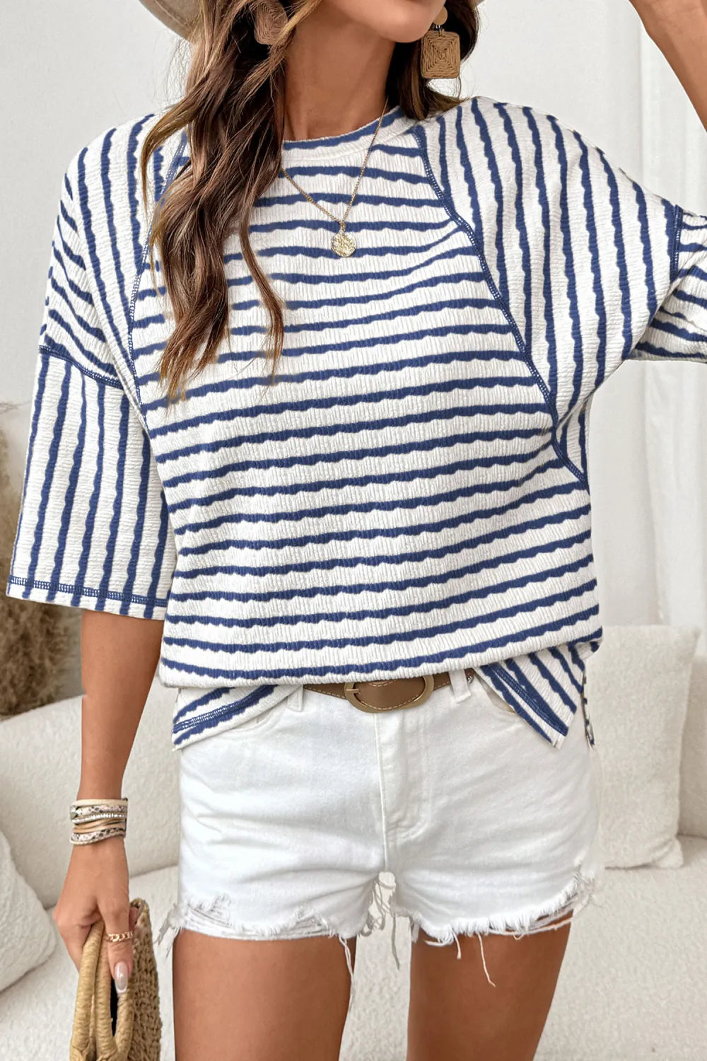 Stripe Textured Knit Top