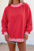 Red Gingham Sweatshirt