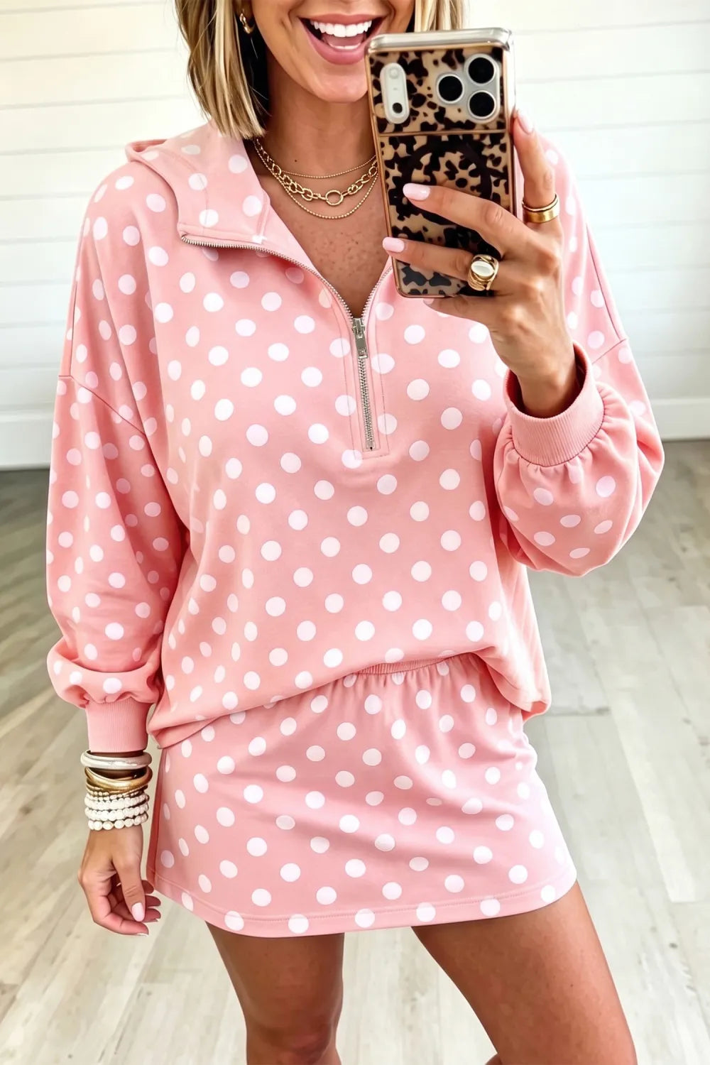 Polka Dot Hooded Skort Set